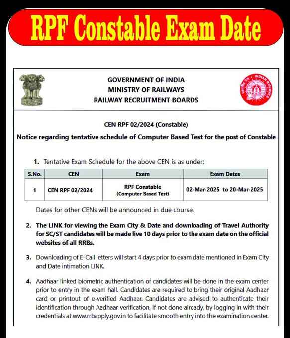 rpf constable admit card 2025