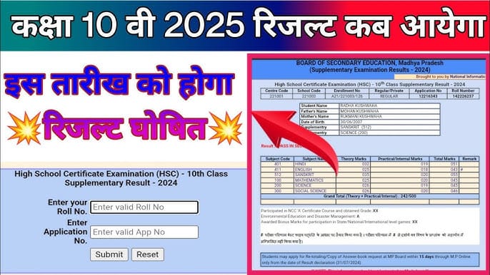 mp board class 10th result date 2025
